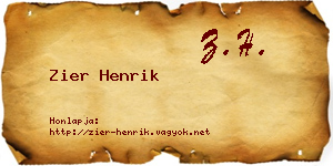 Zier Henrik névjegykártya